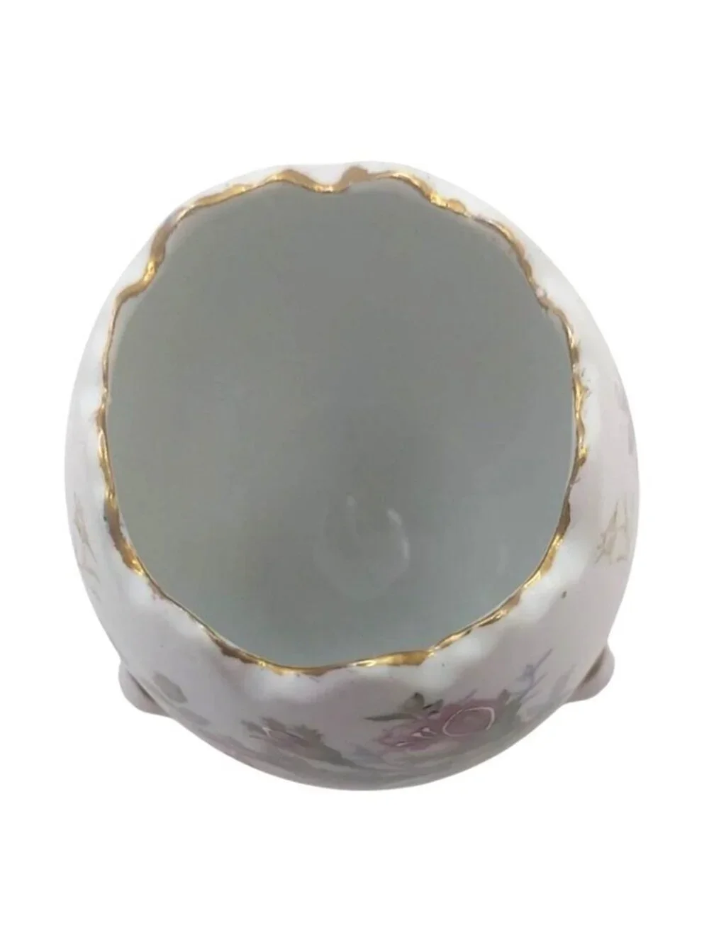 Napcoware Cracked Egg Vase Porcelain Pink 22K Gold Hand Painted Floral Vintage
